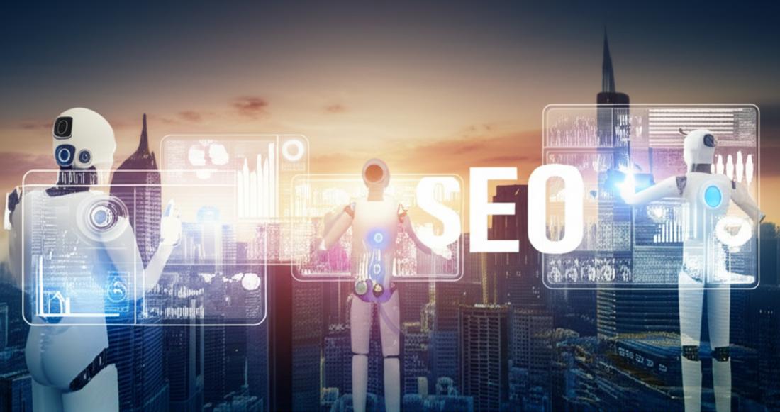 Tương Lai SEO Với AI 2025: Hòa Nhập Hay Bị Đào Thải? 1 AI and SEO integration in 2025 visualized.