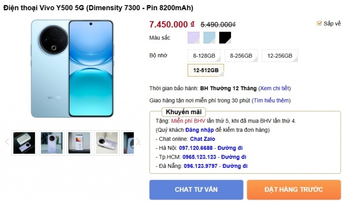 Đây là vua pin giá rẻ vivo Y500 5G sẵn hàng tại Việt Nam, kèm pin 8200 mAh khủng như sạc dự phòng