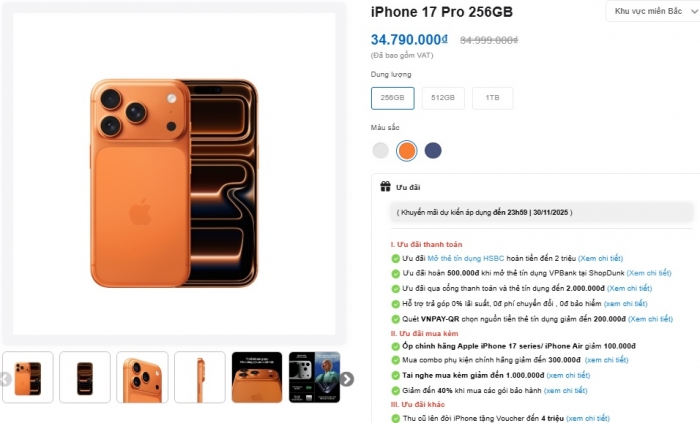 Hai phiên bản của iPhone 17 Pro đang giảm cực sâu, trong đó có màu đặc trưng đẹp nhất