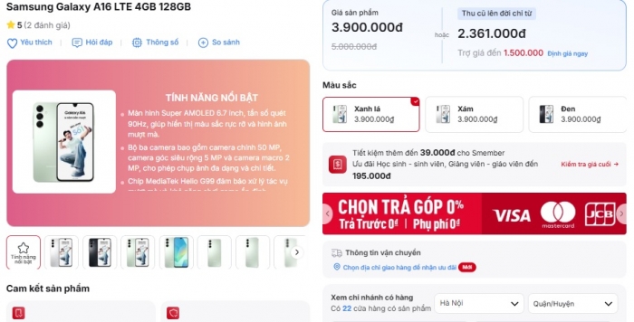 Giá Galaxy A16 xả kho rẻ như bèo đầu tháng 3, vua doanh số Android hơn 3 triệu màn ăn đứt iPhone 17e gia galaxy a16 xa kho re nhu beo dau thang 3 vua doanh so android hon 3 trieu man an dut iphone 17e