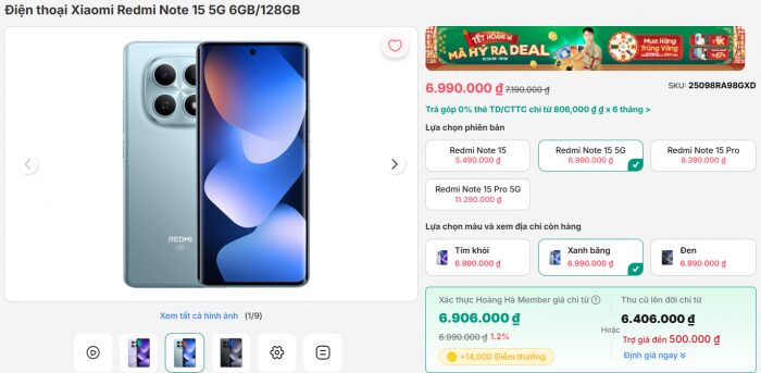Redmi Note 15 5G giá dưới 7 triệu hấp dẫn đầu tháng 3, trang bị khủng áp đảo Galaxy S25 redmi note 15 5g gia duoi 7 trieu hap dan dau thang 3 trang bi khung ap dao galaxy s25